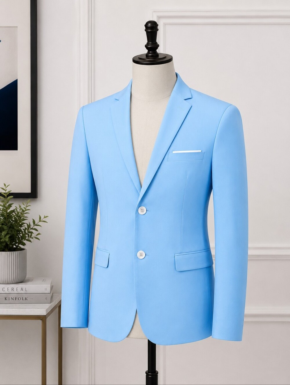 IYNNIJOY Men’s Sky Blue Blazer Size Small NWT 2 Button Suit Jacket Wedding Prom